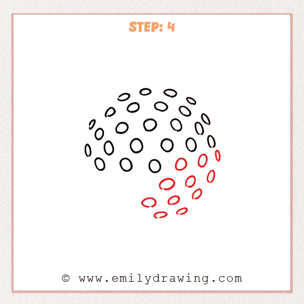 how to draw a golf ball - A golf ball dimple sketch with extra flattened ovals added on the lower-right to form a second row.
